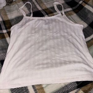 Women's White Ribbed Tank Top